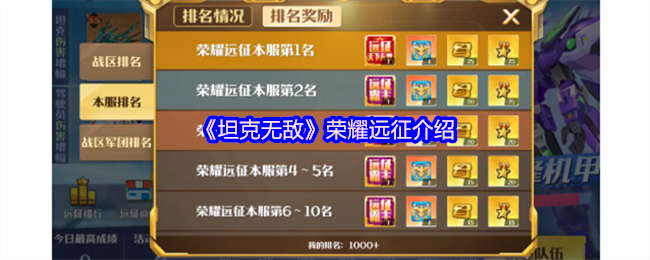 坦克无敌荣耀远征介绍 特别注意