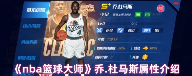 nba篮球大师乔·杜马斯的属性如何?