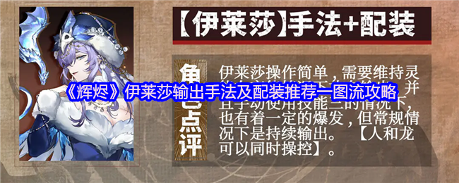 “辉”伊莱莎输出技术和配置推荐图片流策略